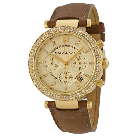 michael kors parker ladies watch mk2249|Michael Kors Chronograph Gold Dial Brown Leather Ladies .